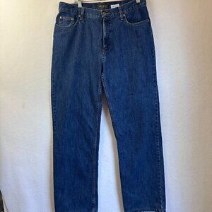 Eddie Bauer jeans women 12 purple flannel lined straight‎ leg 32 x 32 cotton